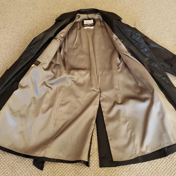 Vintage Black Leather Trenchcoat - Men's Size 38 - Picture 3 of 5